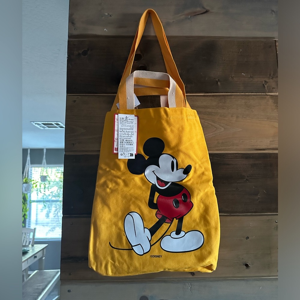 Disney yellow canvas tote vintage Mickey NWT